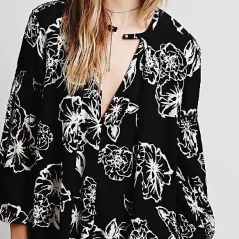FREE PEOPLE, FLORAL TUNIC DRESS, SIZE L - Picture 2 of 9